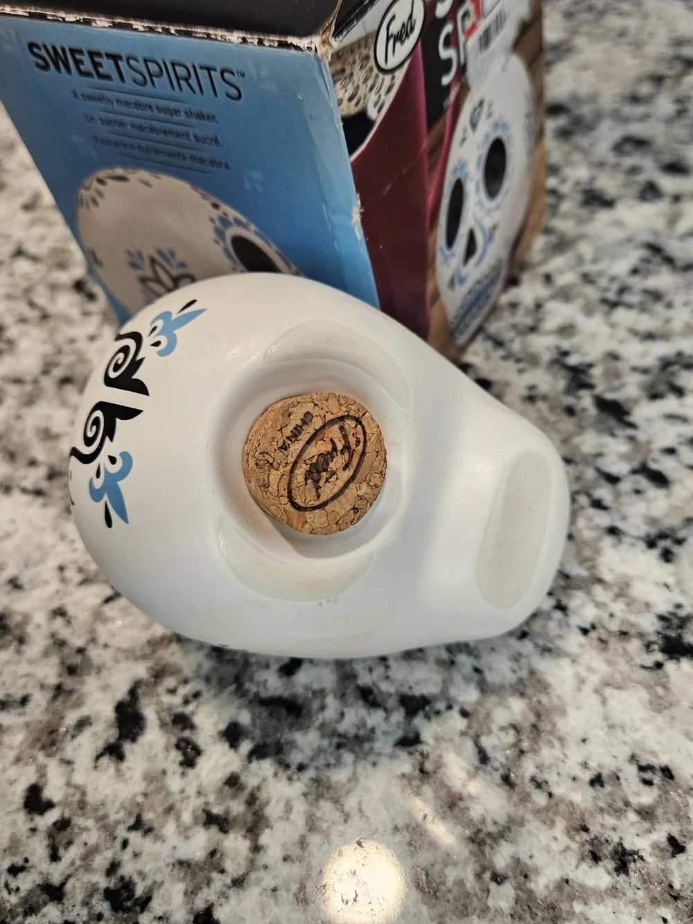 Fred White and Light Blue Sweet Spirits Sugar Skull Decorative Sugar Shaker